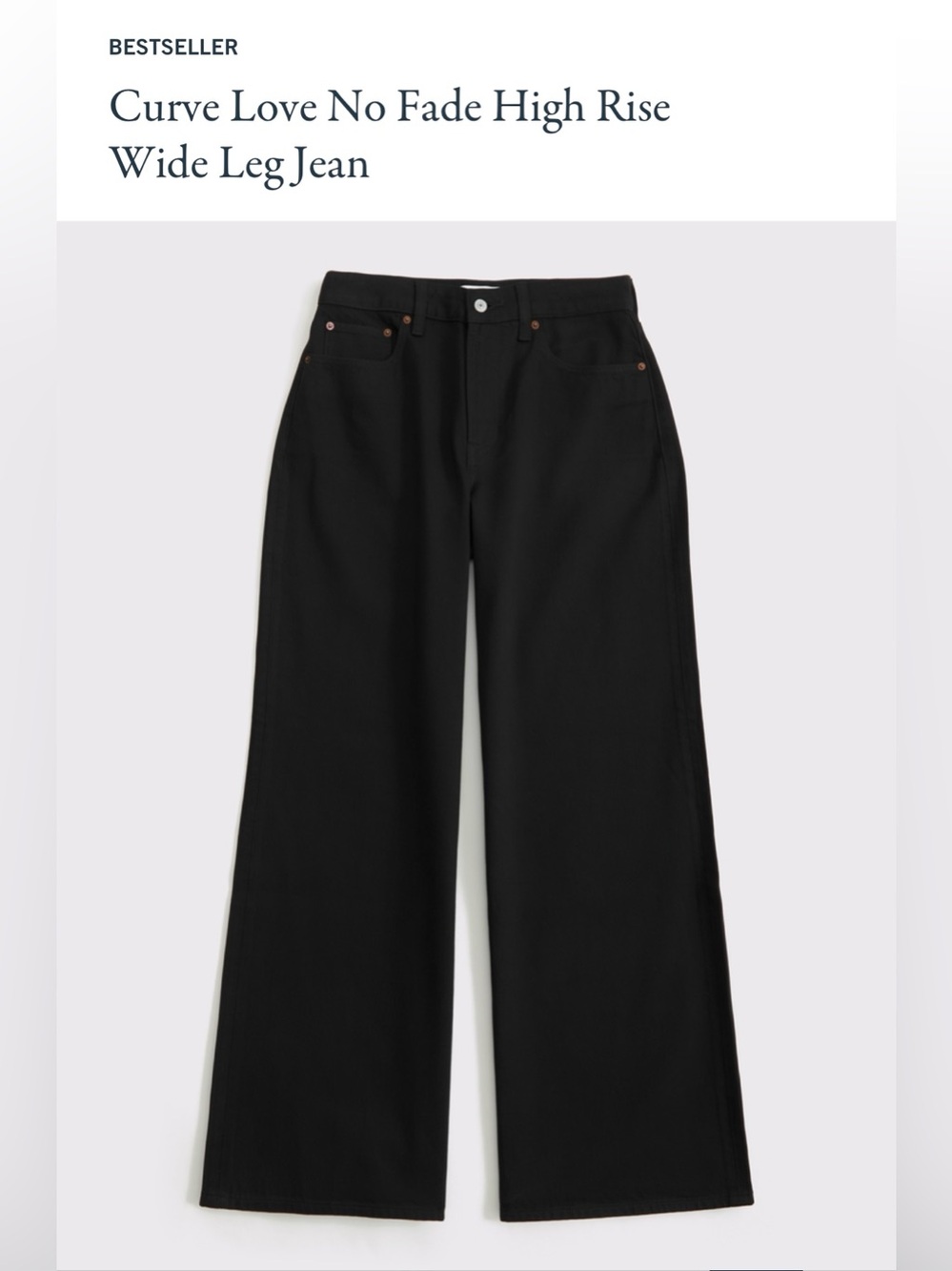 Abercrombie Curve Love High Rise Wide Leg Jean - Black